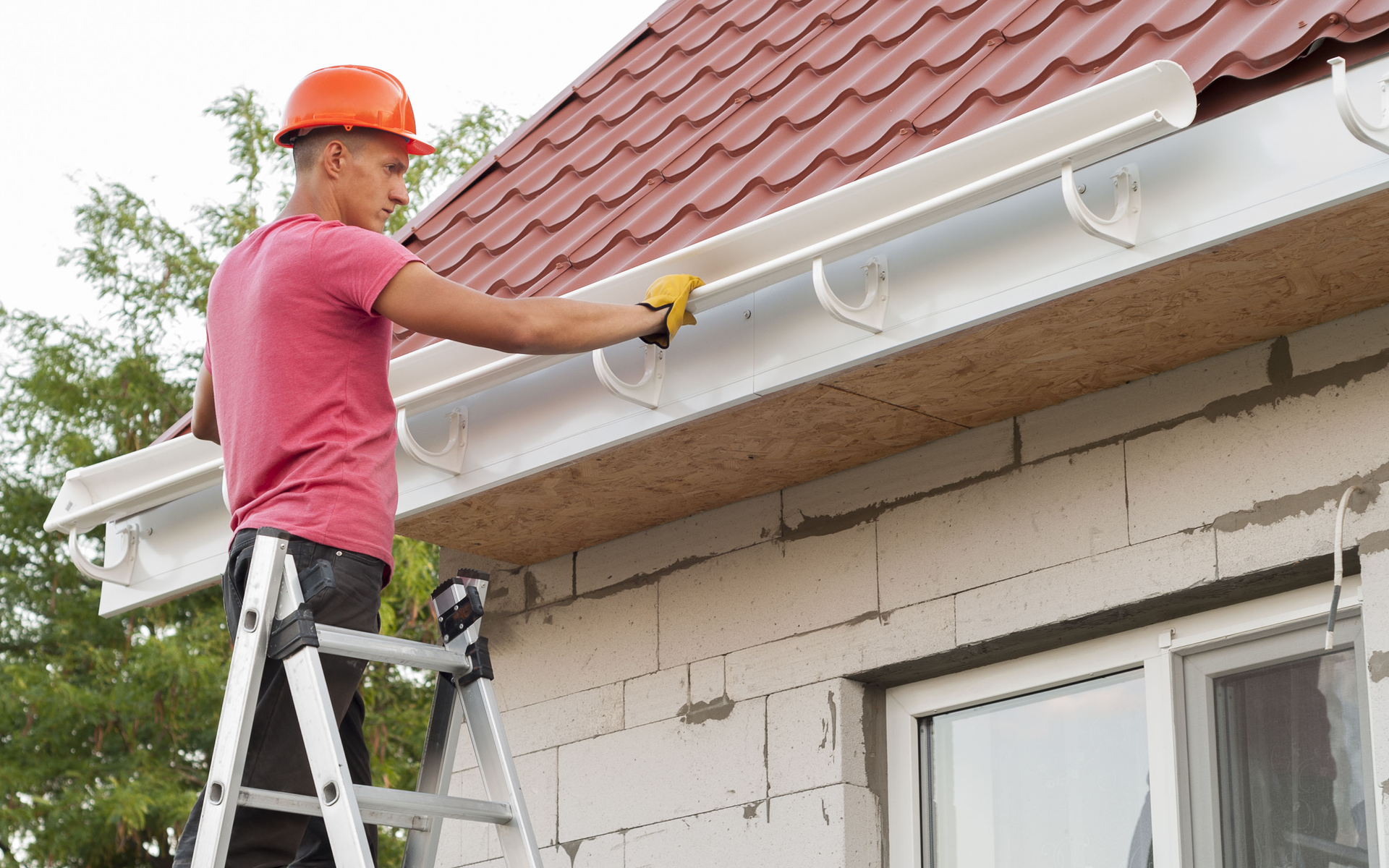 Gutter installation on a home